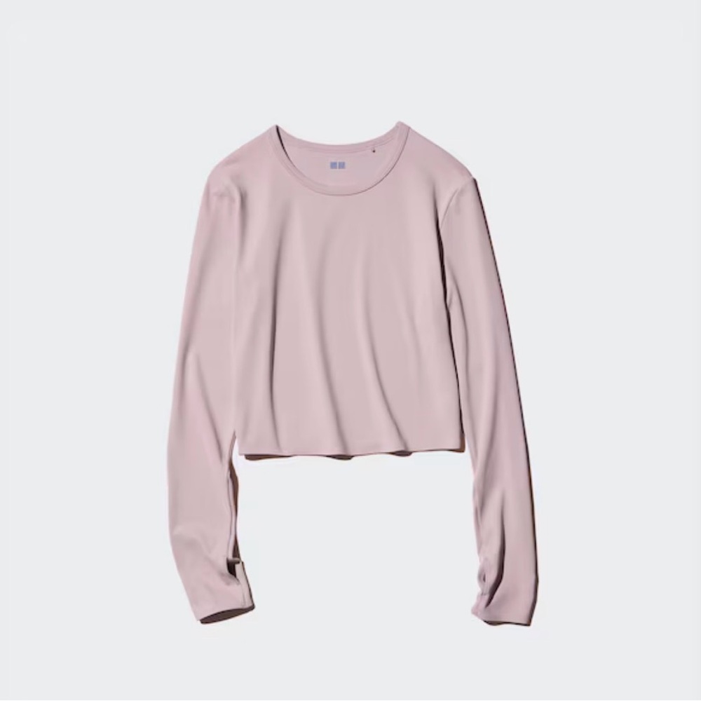 Uniqlo Ultra Stretch AIRism Cropped T-Shirt Long Sleeve pink - Picture 3 of 9